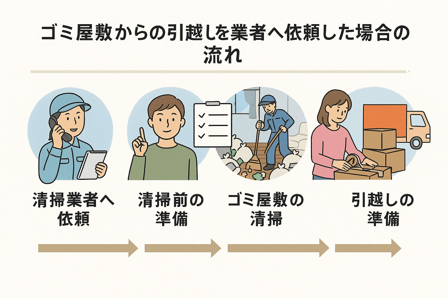 ゴミ屋敷からの引越しを業者へ依頼した場合の流れ